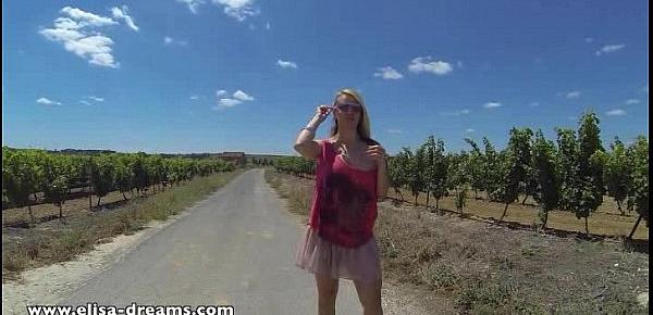  Flashing and nude on a country road